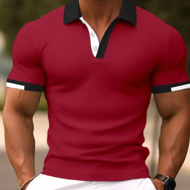 Men's Polo Shirts Sports Polo Shirts Casual Sports Ribbed Polo Collar Short Sleeve Fashion Basic Solid Color Classic Style Summer Regular Fit Black White Light Green Red Light Blue Polo Shirts
