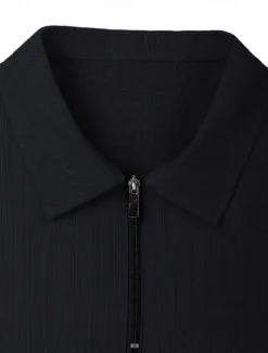 Men's Polo Shirts Zip Polo Outdoor Daily Wear Lapel Short Sleeve Fashion Hawaiian Plain Pocket 2 Piece Summer Regular Fit Black Brown Apricot Gray Polo Shirts