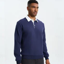 Men's Polo Sweatshirt Apricot Black Yellow Red Navy Blue Polo Collar Plain Casual Daily Sports non-printing Cool Casual Fleeced Spring & Fall Clothing Apparel Hoodies Sweatshirts Long Sleeve