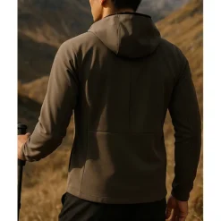 Men's Polo Sweatshirt Hiking top Long Sleeve Hooded Tee Tshirt Top Outdoor Breathable Quick Dry Lightweight Quarter-Zip Polyester Black Army Green Tennis Golf Running