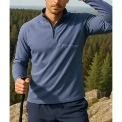 Men's Polo Sweatshirt Running Top Hiking top Long Sleeve Stand Collar Tee Tshirt Top Outdoor Quick Dry Lightweight Elastic Breathable Quarter-Zip Polyester Dark Grey Black Green Tennis Golf Running