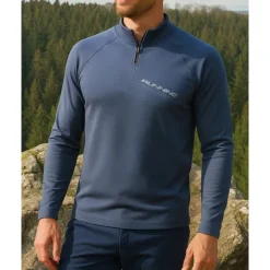 Men's Polo Sweatshirt Running Top Hiking top Long Sleeve Stand Collar Tee Tshirt Top Outdoor Quick Dry Lightweight Elastic Breathable Quarter-Zip Polyester Dark Grey Black Green Tennis Golf Running
