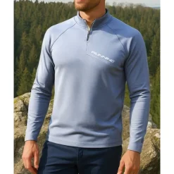 Men's Polo Sweatshirt Running Top Hiking top Long Sleeve Stand Collar Tee Tshirt Top Outdoor Quick Dry Lightweight Elastic Breathable Quarter-Zip Polyester Dark Grey Black Green Tennis Golf Running