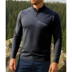 Men's Polo Sweatshirt Running Top Hiking top Long Sleeve Stand Collar Tee Tshirt Top Outdoor Quick Dry Lightweight Elastic Breathable Quarter-Zip Polyester Dark Grey Black Green Tennis Golf Running