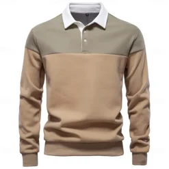 Men's Polo Sweatshirt Yellow Army Green Red Blue Green Lapel Color Block Casual Daily Sports Casual Spring & Fall Clothing Apparel Hoodies Sweatshirts Long Sleeve