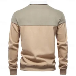 Men's Polo Sweatshirt Yellow Army Green Red Blue Green Lapel Color Block Casual Daily Sports Casual Spring & Fall Clothing Apparel Hoodies Sweatshirts Long Sleeve