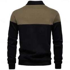 Men's Polo Sweatshirt Yellow Army Green Red Blue Green Lapel Color Block Casual Daily Sports Casual Spring & Fall Clothing Apparel Hoodies Sweatshirts Long Sleeve