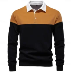 Men's Polo Sweatshirt Yellow Army Green Red Blue Green Lapel Color Block Casual Daily Sports Casual Spring & Fall Clothing Apparel Hoodies Sweatshirts Long Sleeve