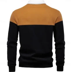 Men's Polo Sweatshirt Yellow Army Green Red Blue Green Lapel Color Block Casual Daily Sports Casual Spring & Fall Clothing Apparel Hoodies Sweatshirts Long Sleeve