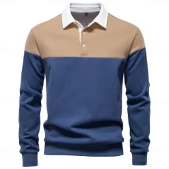 Men's Polo Sweatshirt Yellow Army Green Red Blue Green Lapel Color Block Casual Daily Sports Casual Spring & Fall Clothing Apparel Hoodies Sweatshirts Long Sleeve