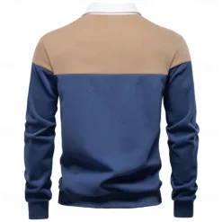 Men's Polo Sweatshirt Yellow Army Green Red Blue Green Lapel Color Block Casual Daily Sports Casual Spring & Fall Clothing Apparel Hoodies Sweatshirts Long Sleeve