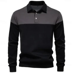 Men's Polo Sweatshirt Yellow Army Green Red Blue Green Lapel Color Block Casual Daily Sports Casual Spring & Fall Clothing Apparel Hoodies Sweatshirts Long Sleeve