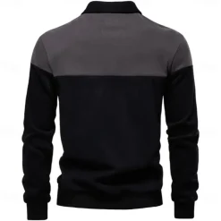 Men's Polo Sweatshirt Yellow Army Green Red Blue Green Lapel Color Block Casual Daily Sports Casual Spring & Fall Clothing Apparel Hoodies Sweatshirts Long Sleeve