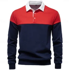 Men's Polo Sweatshirt Yellow Army Green Red Blue Green Lapel Color Block Casual Daily Sports Casual Spring & Fall Clothing Apparel Hoodies Sweatshirts Long Sleeve