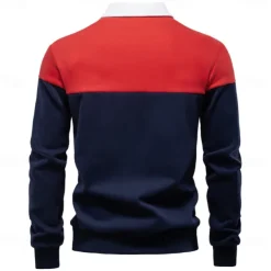 Men's Polo Sweatshirt Yellow Army Green Red Blue Green Lapel Color Block Casual Daily Sports Casual Spring & Fall Clothing Apparel Hoodies Sweatshirts Long Sleeve