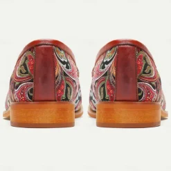Men's Premium Cowhide Leather Paisley Pattern Loafers - Stylish Slip-On Dress Shoes for Formal and Casual Occasions