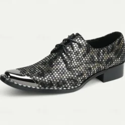 Men's Premium Cowhide Leather Oxford Shoes with Metallic Studded Design and Glossy Toe Cap – Stylish Formal Shoes for Fashionable Men, Perfect for Weddings and Special Occasions