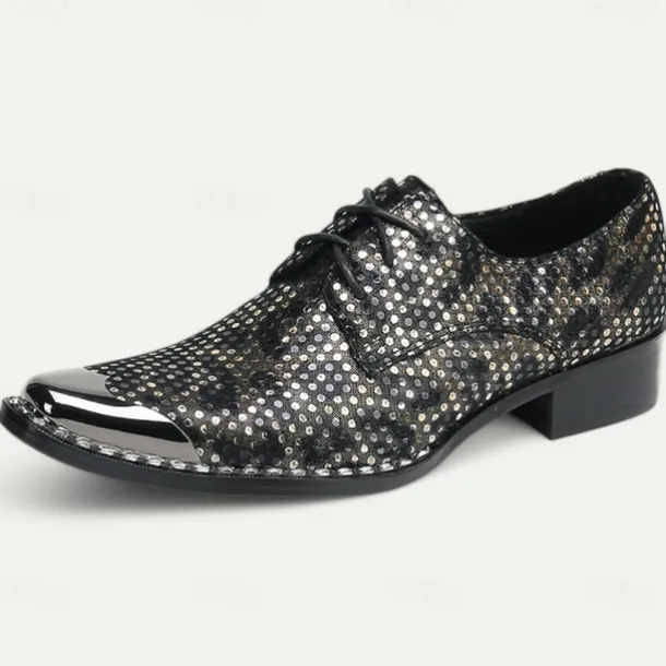 Men's Premium Cowhide Leather Oxford Shoes with Metallic Studded Design and Glossy Toe Cap – Stylish Formal Shoes for Fashionable Men, Perfect for Weddings and Special Occasions