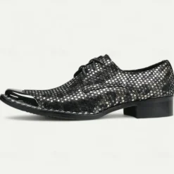 Men's Premium Cowhide Leather Oxford Shoes with Metallic Studded Design and Glossy Toe Cap – Stylish Formal Shoes for Fashionable Men, Perfect for Weddings and Special Occasions