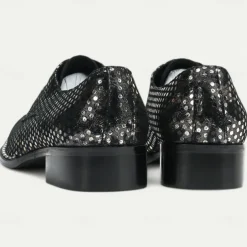 Men's Premium Cowhide Leather Oxford Shoes with Metallic Studded Design and Glossy Toe Cap – Stylish Formal Shoes for Fashionable Men, Perfect for Weddings and Special Occasions