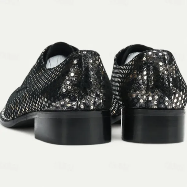 Men's Premium Cowhide Leather Oxford Shoes with Metallic Studded Design and Glossy Toe Cap – Stylish Formal Shoes for Fashionable Men, Perfect for Weddings and Special Occasions