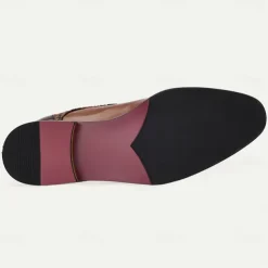 Men's Premium Cowhide Leather Ankle Boots – Vintage Houndstooth Pattern with Buckle Detail, Stylish Dress Boots for Formal and Casual Wear