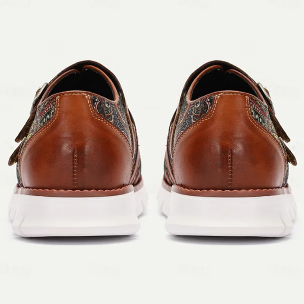 Men's Premium Cowhide Leather Casual Shoes – Trendy Brown Casual Sneakers with Soft Textile Accents, Perfect for Everyday Wear, Work and Casual Social Events