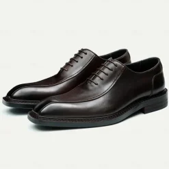 Men's Premium Cowhide Leather Oxford Shoes - Formal Business Dress Footwear with Hand-Stitched Detailing, Ideal for Weddings, Office and Formal Events