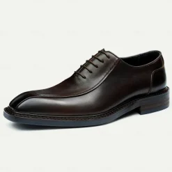Men's Premium Cowhide Leather Oxford Shoes - Formal Business Dress Footwear with Hand-Stitched Detailing, Ideal for Weddings, Office and Formal Events