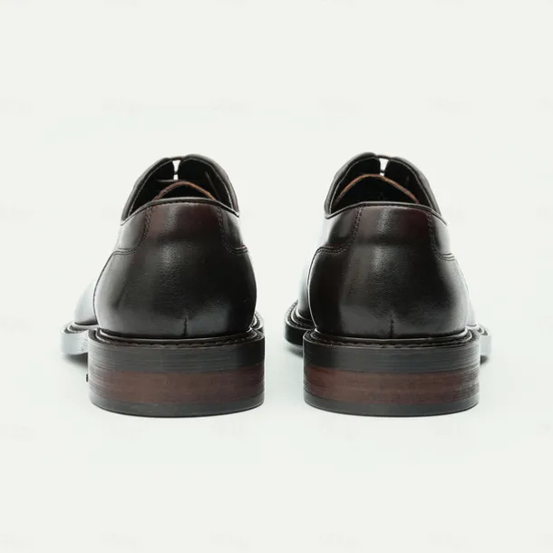 Men's Premium Cowhide Leather Oxford Shoes - Formal Business Dress Footwear with Hand-Stitched Detailing, Ideal for Weddings, Office and Formal Events