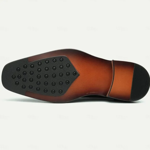 Men's Premium Cowhide Leather Oxford Shoes - Formal Business Dress Footwear with Hand-Stitched Detailing, Ideal for Weddings, Office and Formal Events