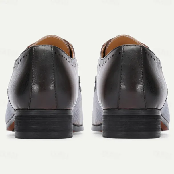 Men's Premium Cowhide Leather Dress Shoes – Genuine Crocodile Embossed Oxford with Classic Lace-Up Design for Formal Events