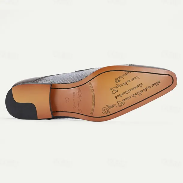 Men's Premium Cowhide Leather Dress Shoes – Genuine Crocodile Embossed Oxford with Classic Lace-Up Design for Formal Events