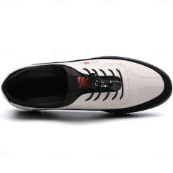 Men's Premium White and Black Faux Leather Lace-Up Sneakers with Vibrant Color Accents for Sports and Leisure