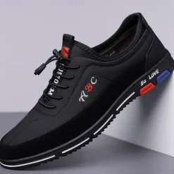 Men's Premium White and Black Faux Leather Lace-Up Sneakers with Vibrant Color Accents for Sports and Leisure