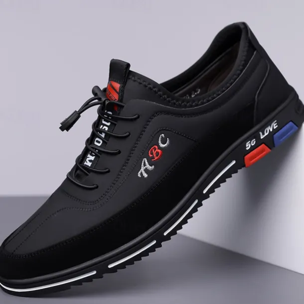 Men's Premium White and Black Faux Leather Lace-Up Sneakers with Vibrant Color Accents for Sports and Leisure