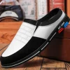 Men's Premium White and Black Faux Leather Casual Mule Shoes with Elastic Details for Stylish Everyday Wear