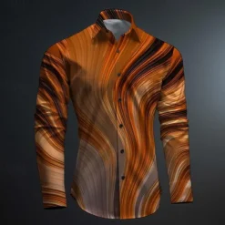 Men's Printed Shirts Long Sleeve Subcultural Vacation Party Street Spring & Summer Turndown Print Button-Down Red+Pink Red Navy Blue Blue Purple