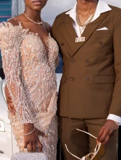 Men's Prom Party Suits Brown Fashion Formal Solid Colored Standard Fit 2 Piece Double Breasted Six-buttons