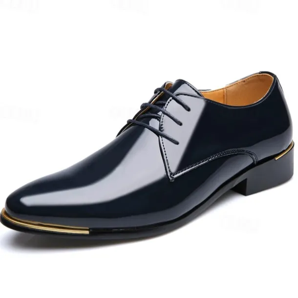Men's Prom Shoes Vibrant Red Patent Leather Oxfords with Lace-Up Design for Stylish Formal Events