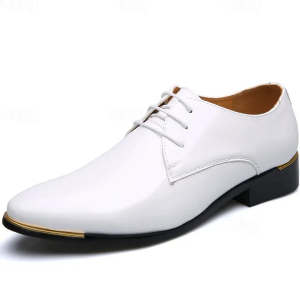 Men's Prom Shoes Vibrant Red Patent Leather Oxfords with Lace-Up Design for Stylish Formal Events