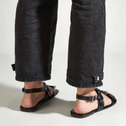 Men's PU Leather Sandals Gladiator Sandals Roman Sandals Black Summer Sandals Walking Vintage Casual Vacation Beach Breathable Buckle Shoes