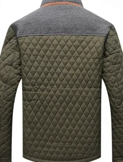 Men's Puffer Jacket Casual Jacket Daily Vacation Warm Pocket Fall & Winter Color Block Fashion Classic Stand Collar Regular Black Wine Navy Blue Brown Khaki Jacket