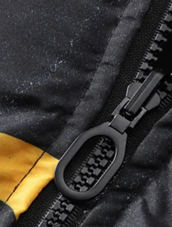 Men's Puffer Jacket Hoodie Coat Padded Zipper Pocket Print Sports Outdoor Regular Outdoor Casual / Daily Winter Letter Black Yellow Red Khaki Puffer Jacket