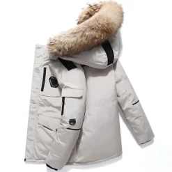 Men's Puffer Jacket Hoodie Jacket Hiking Down Jacket Duckdown Winter Outdoor Thermal Warm Waterproof Windproof Warm Outerwear Windbreaker Trench Coat Full Length Hidden Zipper Skiing Fishing Climbing