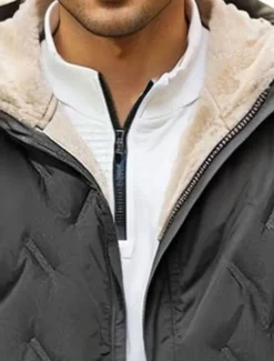 Men's Puffer Jacket Padded Pocket Full Zip Christmas Outdoor Street Regular Neutral Fashion Daily Winter Solid Color Black Gray Puffer Jacket