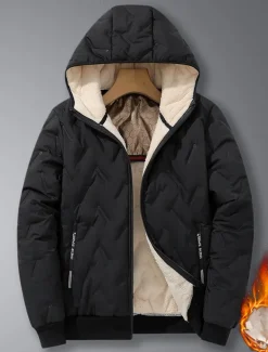 Men's Puffer Jacket Padded Pocket Full Zip Christmas Outdoor Street Regular Neutral Fashion Daily Winter Solid Color Black Gray Puffer Jacket