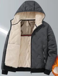 Men's Puffer Jacket Padded Pocket Full Zip Christmas Outdoor Street Regular Neutral Fashion Daily Winter Solid Color Black Gray Puffer Jacket