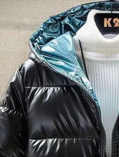 Men's Puffer Jacket Quilted Jacket Padded Cardigan Zipper Pocket Print Vacation Going out Weekend Outdoor Casual / Daily Winter Letter Silver Black Puffer Jacket