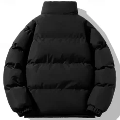 Men's Puffer Jacket Quilted Jacket Padded Jacket Pocket Polyster Fleece lined Daily Wear Date Vacation Regular Fashion Casual Comfortable Thermal Warm Fall & Winter Solid / Plain Color Black Green